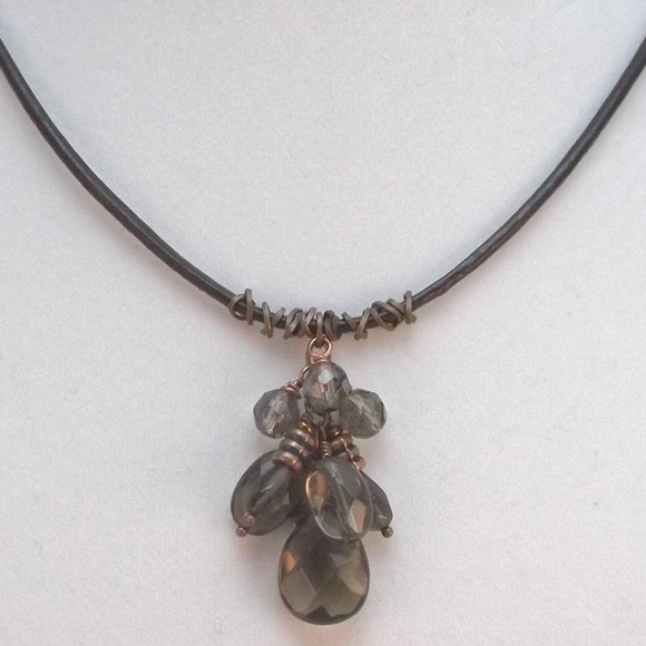Twisted Artistry Jewelry Jewelry - Smoky Quartz and Copper Cluster Pendant Necklace